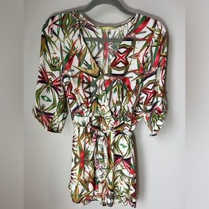 Gianni Bini Romper Birds of Paradise White Tropical | Size M | Worn Once | Rare